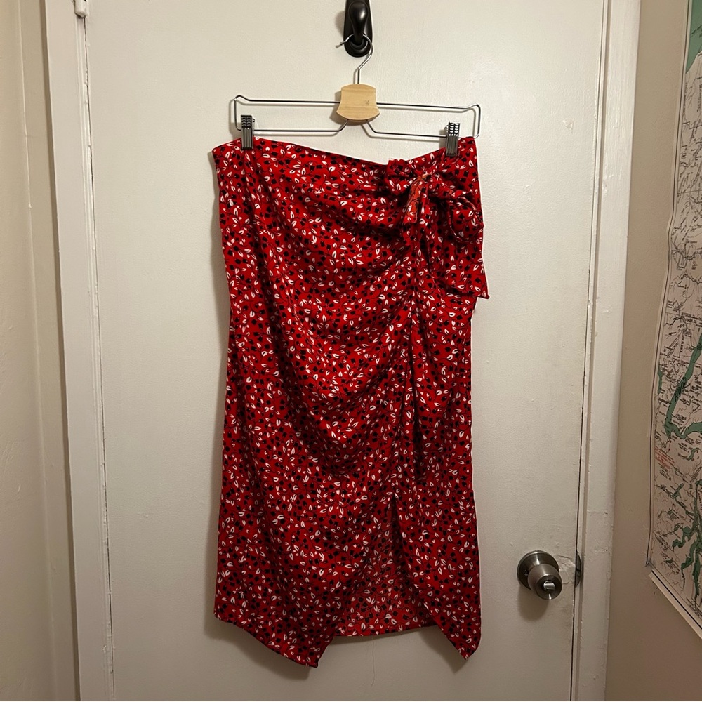 Floral Red Wrap Skirt